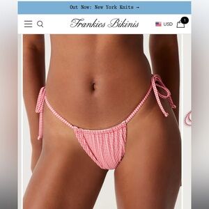 Frankie’s Bikinis Tia Skimpy Bikini Bottom in Ladybug Gingham🎀